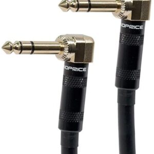 Monoprice 109439 Premier Series 1/4 Inch (TRS) Male Right Angle to Male Right Angle