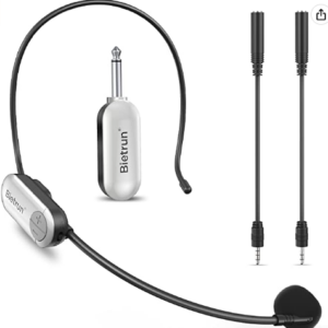Bietrun UHF Wireless Microphone Headset, 165ft Range, Working Time 6H, 1/4''Plug, Wireless Headset Mic for iPhone, Android, Camera, Karaoke Speaker, Amp, Mic Speakers, PA System, Teaching, Fitness